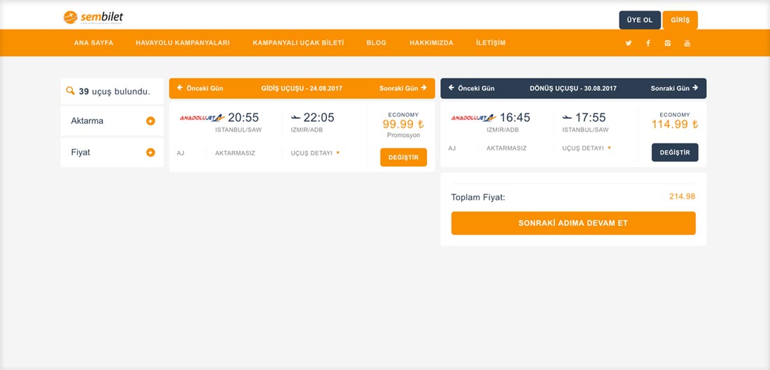 Sem Bilet web yazılımı